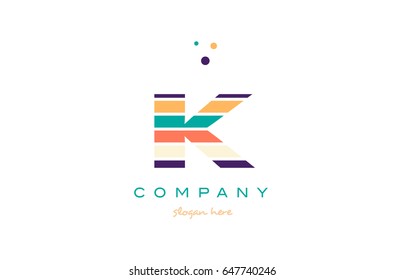 ik i k alphabet letter logo colors colorful line stripe font creative text dots company vector icon design template