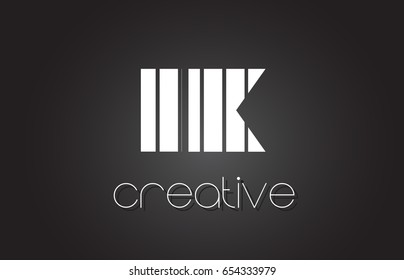 IK I K Creative Letter Logo Design With White and Black Lines.