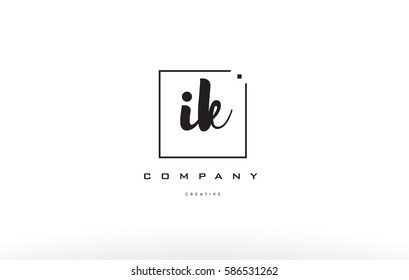 ik i k hand writing written black white alphabet company letter logo square background small lowercase design creative vector icon template 