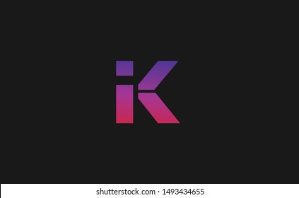 IK, K Letter Logo Design with Creative Modern Trendy Typography