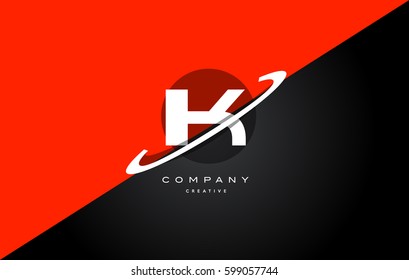 ik i k  red black white technology swoosh alphabet company letter logo design vector icon template 