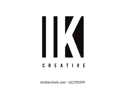 IK I K White Letter Logo Design with Black Square Vector Illustration Template.