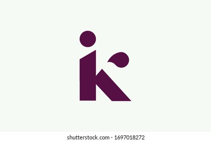 ik or ki and i or k Letter Initial Logo Design, Vector Template 
