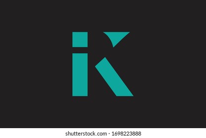 Diseño inicial de logotipo IK o KI e I o K, plantilla vectorial
