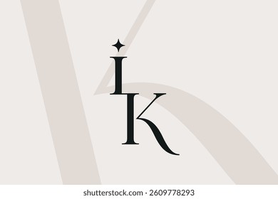 IK or KI letter logo icon design. Classic style luxury initials monogram.