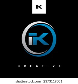Ilustración de vectores de plantilla de diseño de logotipo inicial de carta IK