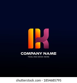 IK Letter initial Logo Vector With colorful, logo for media business