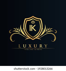 Letra IK inicial con plantilla real.elegante con el vector del logotipo de la corona, Ilustración vectorial con logotipo de letras creativas.