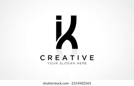 IK Letter Logo Design Vector Template. Alphabet Initial Letter IK Logo Design With Glossy Reflection Business Illustration.