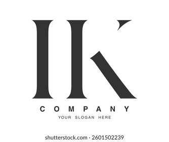IK logo design. Initial letter i and k serif font style. Creative classic company name typography. Trendy logotype or identity. Vector illustration.