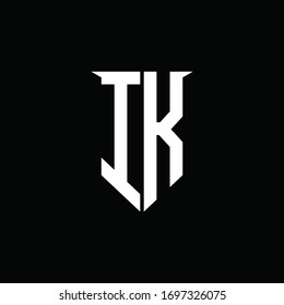 IK logo monogram with emblem shield style design template