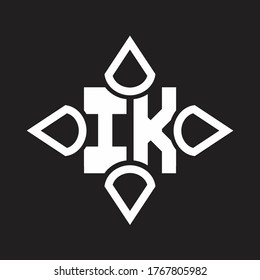 IK Logo monogram with four cone rounded by the shape design template