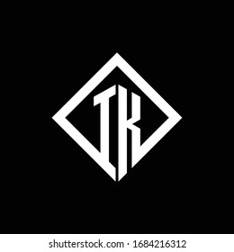 IK logo monogram with square rotate style design template