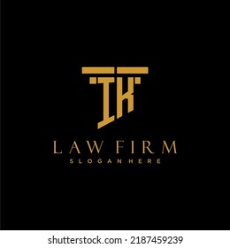 IK monogram initial logo for lawfirm with pillar design
