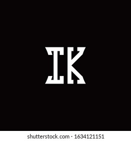 IK monogram logo with curved side style design template