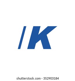 IK negative space letter logo blue