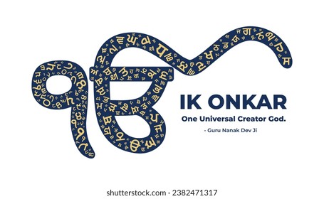 Ik Onkar, One Universal Creater God, Guru nanak dev Ji, Banner, Poster, Printable, Gurmukhi, Ik Onkar with Gurmukhi Letters, Punjabi, Punjab, Gurpurab, Vaisakhi, Sikh. 