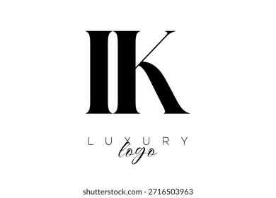 IK Serif Letter Monogram Typography Logo for Elegant Premium Branding Identity