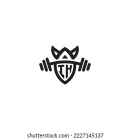 IK simple line fitness gym concept in high quality professional design that will print well across any print media