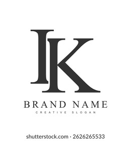IK trendy logotype template. Initial letter i and k classic font style. Creative logo for company name or identity. Vector illustration.