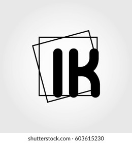 ik uppercase initials square frame business logo