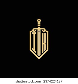 IK vintage shield and sword initial logo in high quality professional design that will print well across any print media