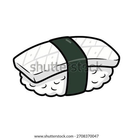 Ika nigiri sushi with squid vector illustration for asian restaurant menu design.