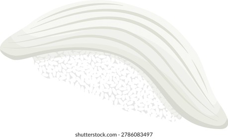 Ika Squid Nigiri Sushi Raw Cuttlefish Flat Vector Illustration