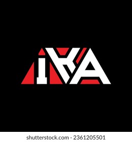 IKA triangle letter logo design with triangle shape. IKA triangle logo design monogram. IKA triangle vector logo template with red color. IKA triangular logo Simple, Elegant, and Luxurious design.
