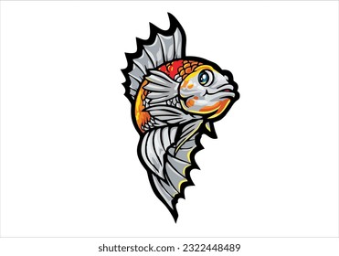 ikan cupang or betta fish, isolated at dark background