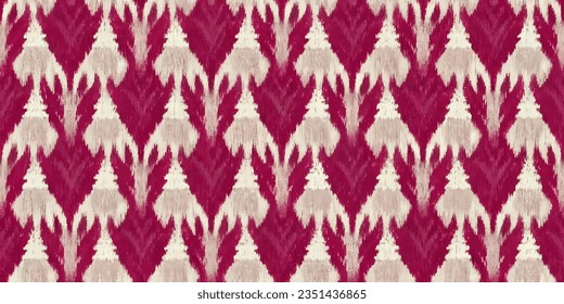 Ikat abstract background art. Ethnic tribal, boho tie die colors  seamless wallpaper. Motif ethnic handmade beautiful Ikat art. Ethnic abstract floral pink background art. 