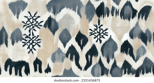 Ikat abstract background art. Ethnic tribal, boho tie die colors  seamless wallpaper. Motif ethnic handmade beautiful Ikat art. Ethnic abstract floral pink background art. 