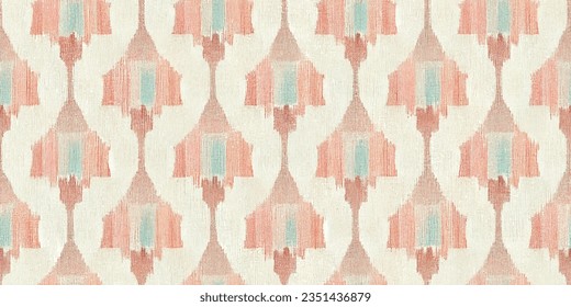 Ikat abstract background art. Ethnic tribal, boho tie die colors  seamless wallpaper. Motif ethnic handmade beautiful Ikat art. Ethnic abstract floral pink background art. 