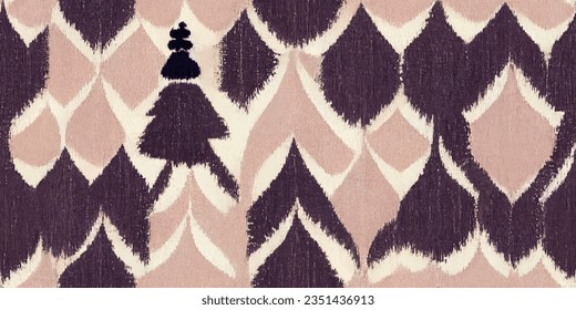 Ikat abstract background art. Ethnic tribal, boho tie die colors  seamless wallpaper. Motif ethnic handmade beautiful Ikat art. Ethnic abstract floral pink background art. 