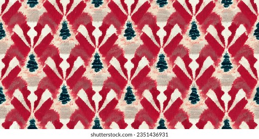 Ikat abstract background art. Ethnic tribal, boho tie die colors  seamless wallpaper. Motif ethnic handmade beautiful Ikat art. Ethnic abstract floral pink background art. 