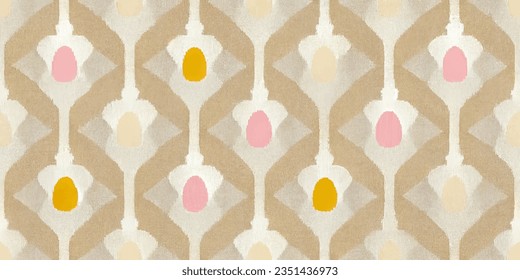 Ikat abstract background art. Ethnic tribal, boho tie die colors  seamless wallpaper. Motif ethnic handmade beautiful Ikat art. Ethnic abstract floral pink background art. 