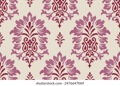 Ikat, arrière-plan abstrait, art tribal ethnique, fond d'écran harmonieux de saumoneaux. Motif ethnique fabriqué à la main de belles oeuvres d'Ikat. Art abstrait ethnique sur fond floral.