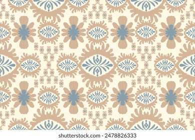 Ikat abstract background art. Ethnic tribal, boho seamless wallpaper. Motif ethnic handmade beautiful Ikat art. Ethnic abstract floral background art.