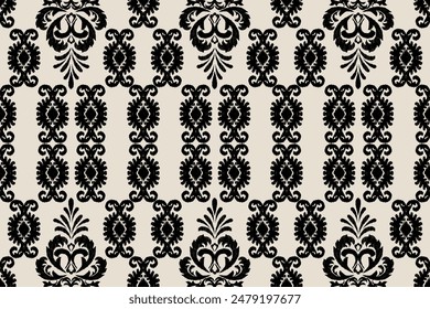 Ikat abstract background art. Ethnic tribal, boho seamless wallpaper. Motif ethnic handmade beautiful Ikat art. Ethnic abstract floral background art.