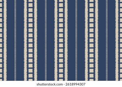 Ikat Abstract blue striped Ethnic art. Seamless patterns, tribal, folk embroidery, and Mexican style. Aztec geometric art ornament print.Design for carpet, cover wallpaper, fabric, clothing