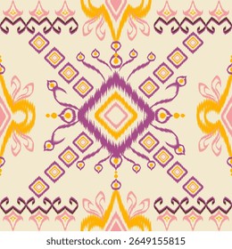 Ikat abstract colorful background and seamless pattern
