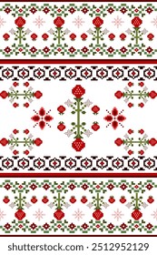 Ikat abstract cross stitch knitting geometric Christmas texture oriental traditional seamless pattern. Ikat pixel decorative Xmas elements design fabric, wallpaper, greeting card, background, print