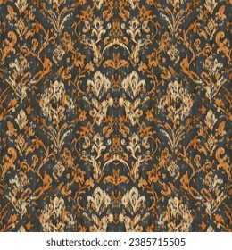 Ikat abstract Damask patrón ininterrumpido.Ethnic Damask sin costura en el diseño de Ikat para textiles, tela, texturas y papel pintado.Ikat Patrón étnico para el estilo dibujado a mano sin costura. Ikat dibujado a mano.