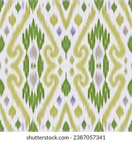 Ikat abstract Damask seamless pattern.Ethnic Damask seamless in Ikat design for textile,fabric,textures and wallpaper.Ikat Ethnic pattern for hand drawn style seamless background.Hand drawn Ikat.