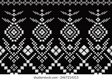 ikat Abstract Ethnic art. oriental Demark wallpaper Seamless pattern, folk embroidery. Aztec geometric art ornament print.