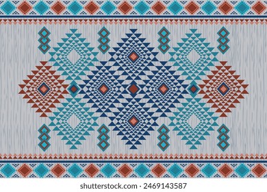 Ikat Abstract Ethnic art. Seamless pattern in tribal, folk embroidery, and Mexican style. Aztec geometric art ornament print. Design for carpet, cover wallpaper, wrapping, fabric, clothing