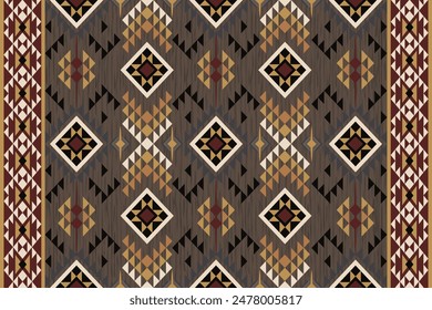 Ikat Abstract Ethnic art. Seamless pattern in tribal, folk embroidery, and Mexican style. Aztec geometric art ornament print. Design for carpet, cover wallpaper, wrapping, fabric, clothing