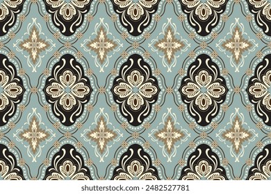 Ikat Abstract Ethnic art. Seamless pattern in tribal, folk embroidery, and Mexican style. Aztec geometric art ornament print. Design for carpet, cover wallpaper, wrapping, fabric, clothing