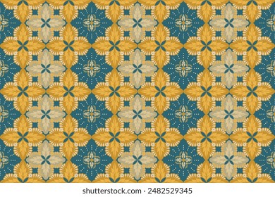 Ikat Abstract Ethnic art. Seamless pattern in tribal, folk embroidery, and Mexican style. Aztec geometric art ornament print. Design for carpet, cover wallpaper, wrapping, fabric, clothing