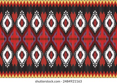 ikat Abstract Ethnic art. Seamless pattern in tribal, folk embroidery, and Mexican style. Aztec geometric art ornament print.Design for carpet, cover.wallpaper, wrapping, fabric, clothing